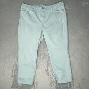 J Jill Jeans Womens 16 Denim Authentic Fit Slim Ankle Zip Fly Aqua Blue Green